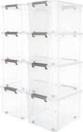 Citylife 58.1 QT Plastic Storage Bins with Latching Lids Stackable Storage Containers for Organizing Large Clear Storage Box for Garage, Closet, Kitchen, 8 Packs