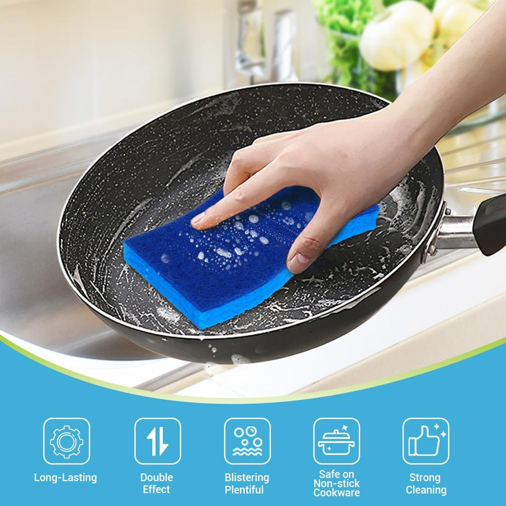 AIDEA XL Scrub Sponges Non-Scratch 6Count, Extra Large Sponges Kitchen, Sponge for Dishes, Cleans Fast Without Scratching Safe for Non-Stick Cookware, Cleaning Power for Kitchen, House