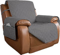 PureFit Reversible Quilted Sofa Cover, Water Resistant Slipcover Furniture Protector, Washable Couch Cover with Non Slip and Elastic Straps for Kids, Dogs, Pets (Oversized Recliner, Gray/Gray)