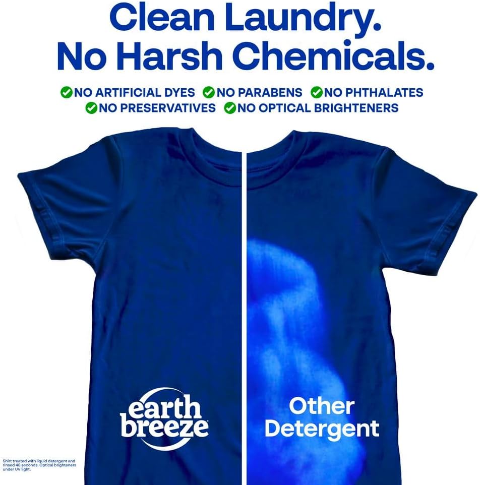 Earth Breeze Laundry Detergent Sheets Fresh Scent - 180 Loads Eco Liquidless Soap - Travel-Friendly for Hot & Cold Cycles, Tackles Tough Stains & Odors - Gentle on Skin, 90 Ct (3 Pack)
