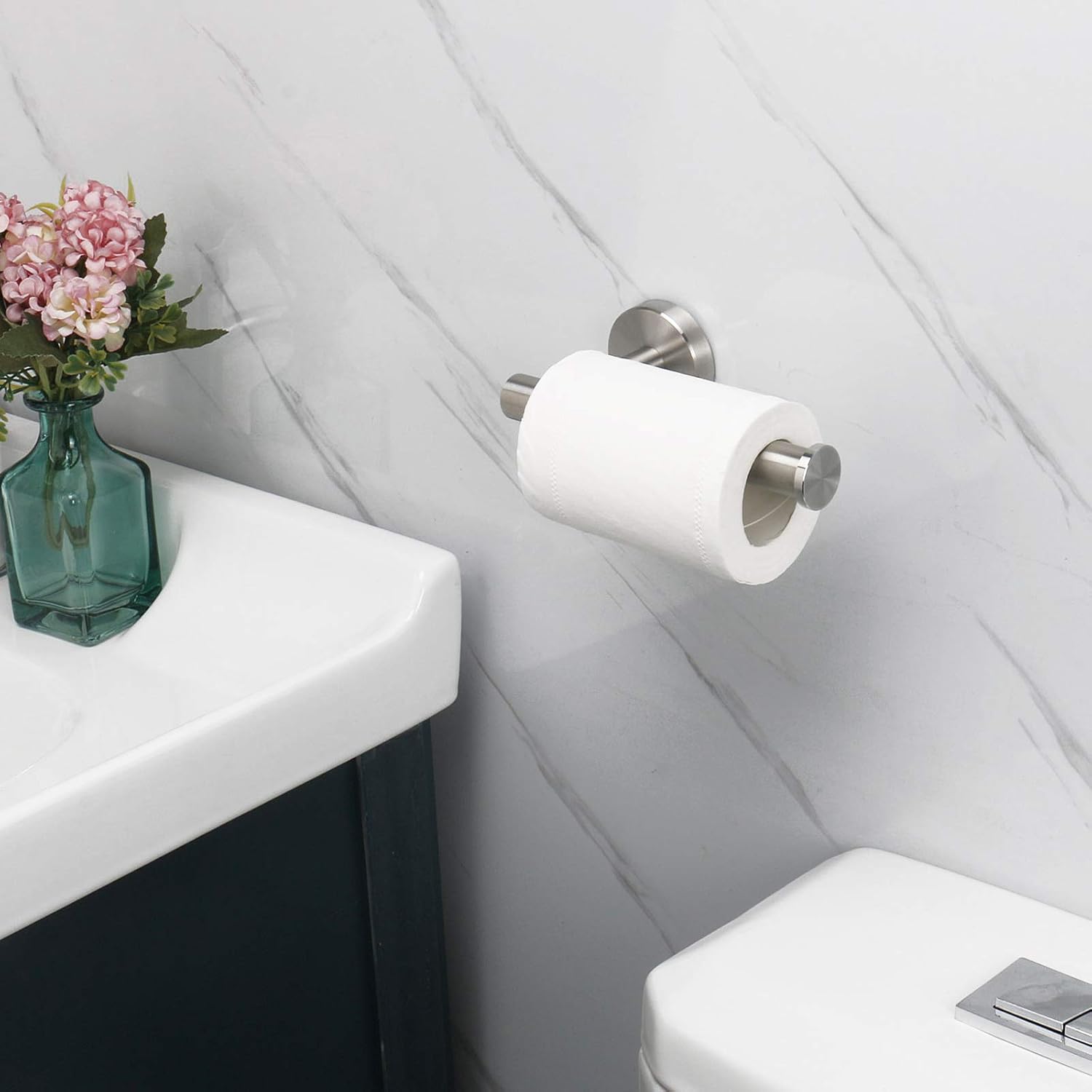 NearMoon Bathroom Toilet Paper Holder, Premium SUS304 Stainless Steel Rustproof Wall Mounted Toilet Roll Holder for Bathroom, Kitchen, Washroom (1 Pack, Brushed Nickel)
