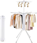 GCCSJ 4-Legged Foldable and Portable Clothes Drying Rack,Collapsible Octopus Drying Rack with Wheels and Aluminum Rods,360°Rotatable Design for Indoor Outdoor Use,2 Tier