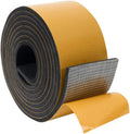 High Density Foam Weather Stripping Door Seal Strip Insulation Tape Roll for Insulating Door Frame, Window, Air Conditioner | Self Adhesive Sealing Weatherstrip (4 in x 1/4 in x 10 Ft, Black)