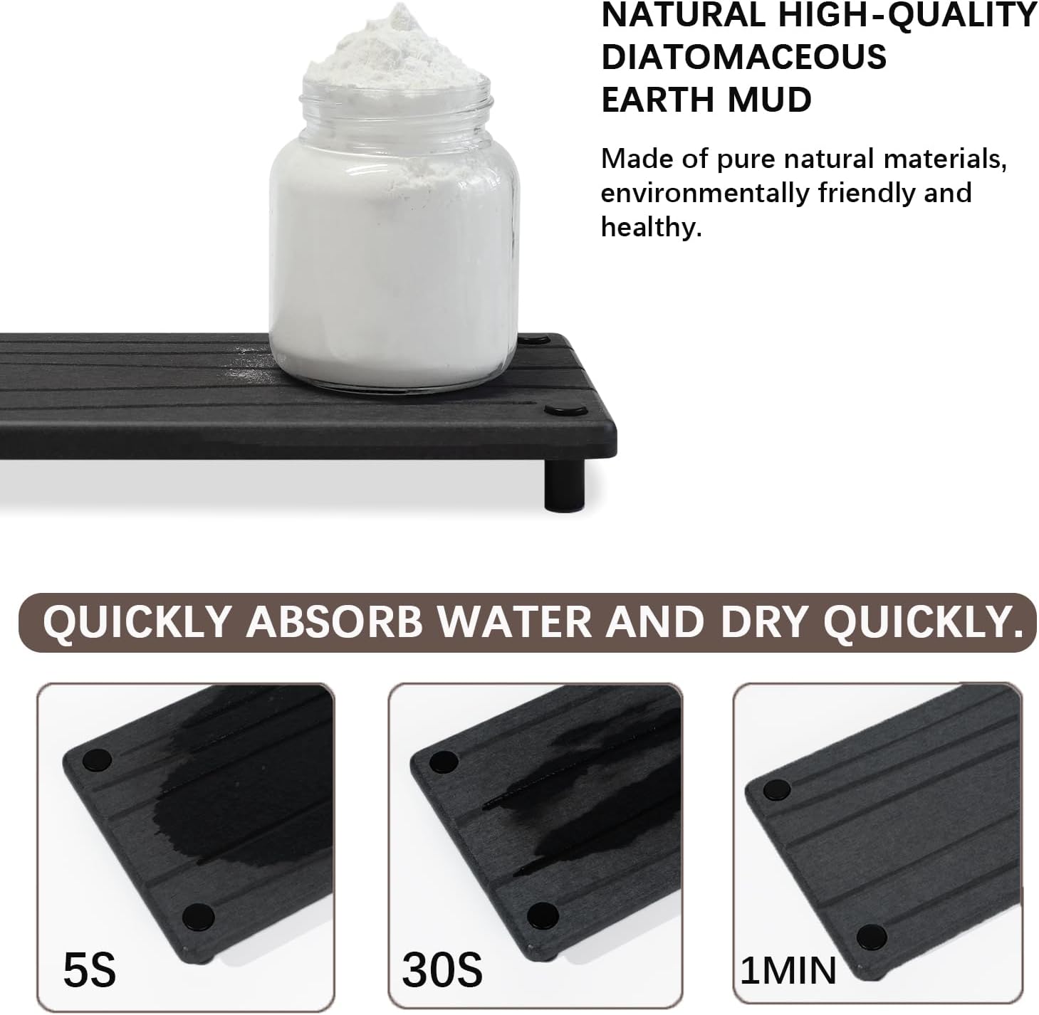 Quick Dry Sink Caddy Kitchen Sink Organizer, Water Absorbing Stone Tray for Sink, Stone Drying Tray, Diatomite Faucet Mat & Protector, Dispenser Sponge Holder, Stone Soap Tray for Bathroom Counter