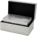 Galt International Storage Box Set Decorative Storage Box w/Hinged Lid Classic Design Wood Decor Boxes with Geometric Clasp Storage for Bedroom & Home - Set of 2 (Silver)