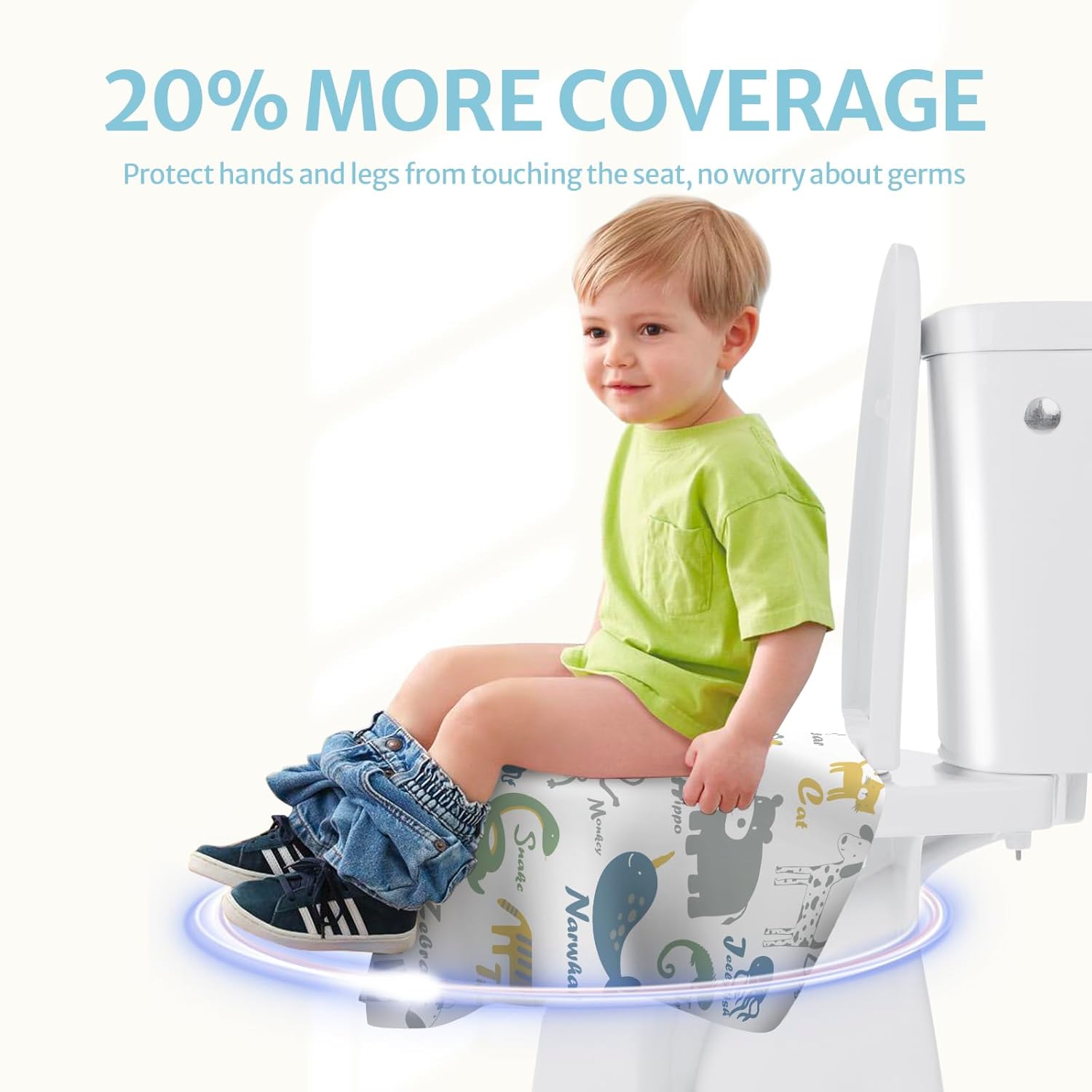 Blissful Diary 30 Pcs Toilet Seat Covers Disposable for Toddlers & Adults, Extra Large Waterproof, Portable Package for Travel, Kids Potty Training
