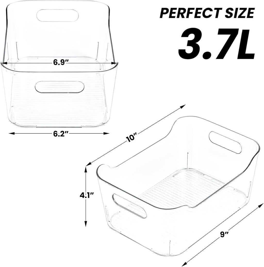 Clear Plastic Storage Bins, Set of 12, Multi-Use Organization and Storage Containers for Pantry, Cabinet, Refrigerator, Freezer, Bathroom, Organizer Bins for Home & Kitchen