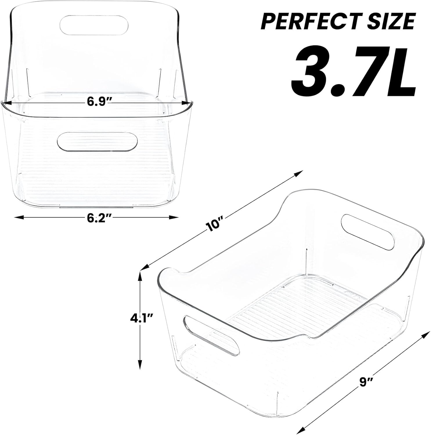 Clear Plastic Storage Bins, Set of 12, Multi-Use Organization and Storage Containers for Pantry, Cabinet, Refrigerator, Freezer, Bathroom, Organizer Bins for Home & Kitchen