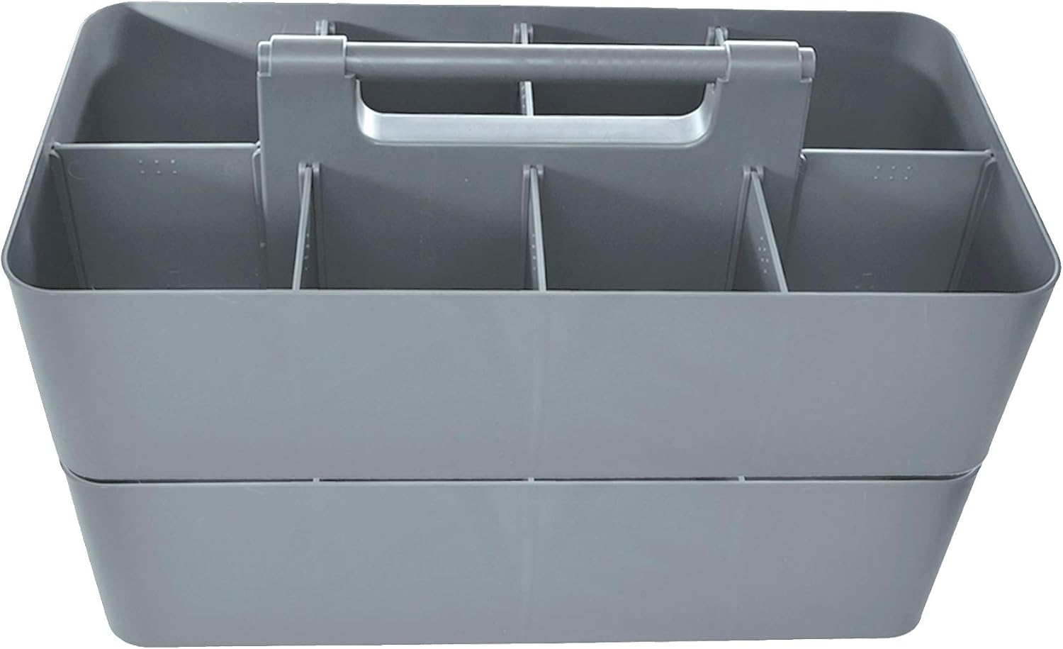 2 PACK - Portable DIY 8 Dividers Durable Plastic Tote Tool & Supply Cleaning Caddy with Handle Made In USA (Orion Gray)