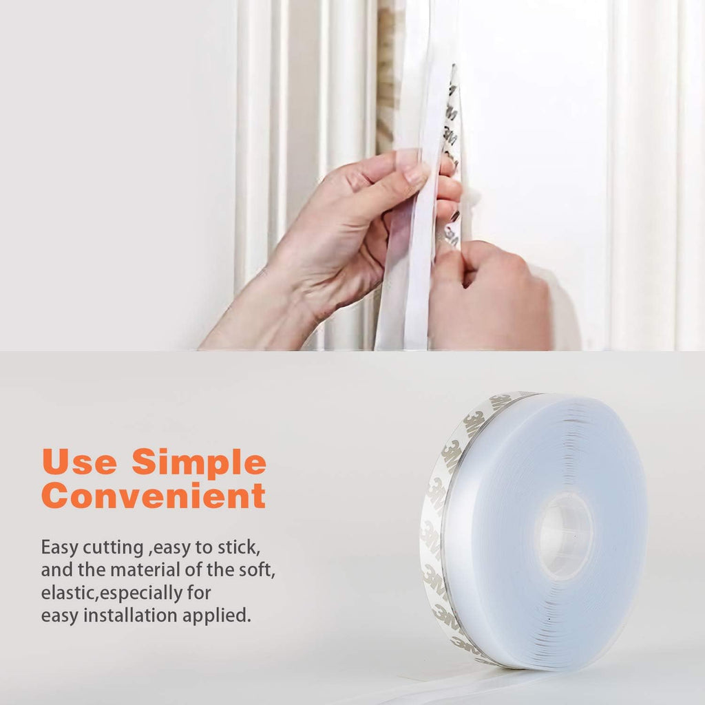26 Feet Silicone Seal Strip, Transparent, 35MM - Door & Window Seal, Draft Stopper Adhesive Tape for Doors, Windows & Shower Glass Gaps
