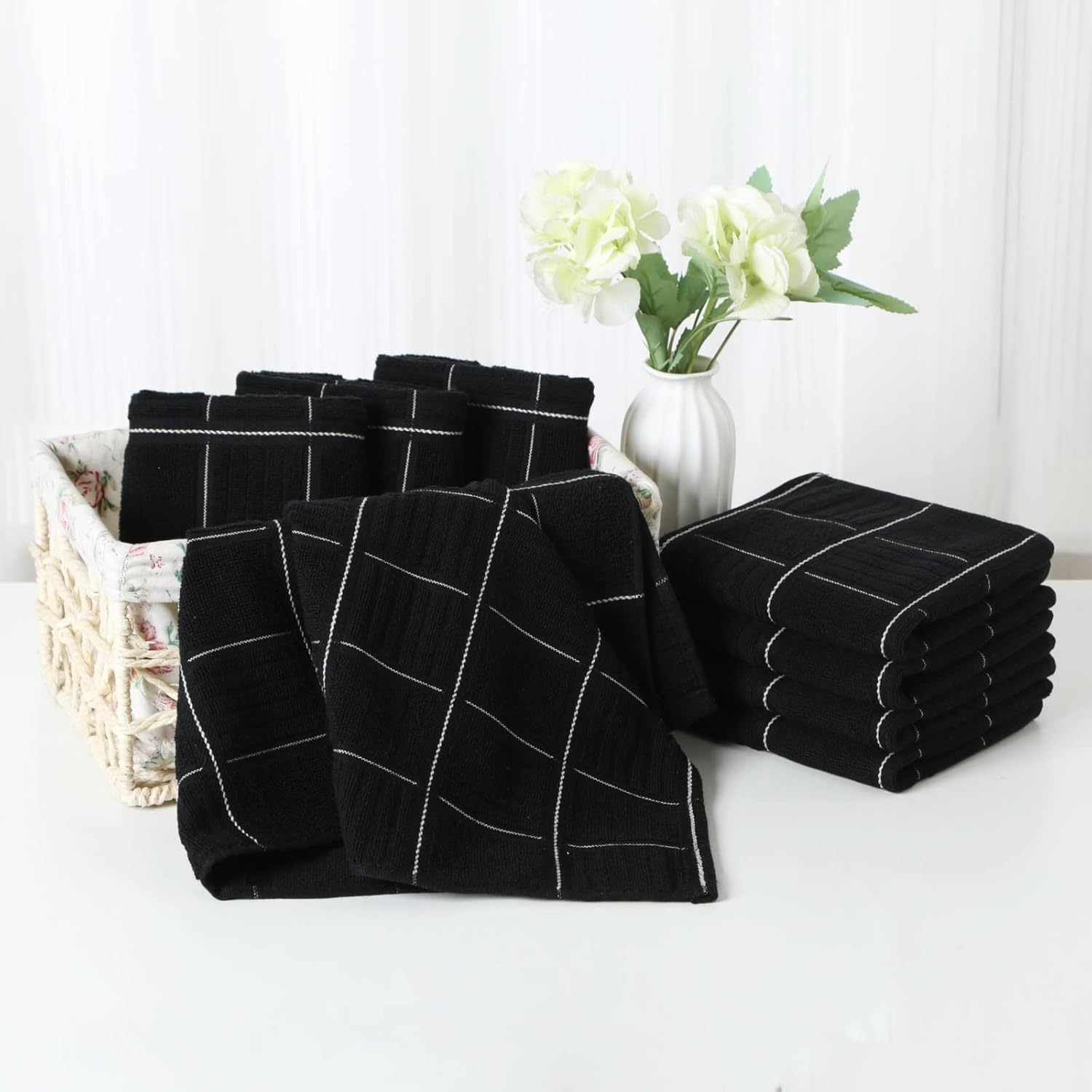 Glynniss Kitchen Towels and Dishcloths Set, Four Kitchen Dish Towels 16x26 Inches, Four Absorbent Dish Cloths for Washing Dishes 12x12 Inches, Cleaning and Drying for Everyday Use Pack of 8 (Rust)