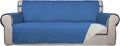 PureFit Reversible Quilted Sofa Cover, Water Resistant Slipcover Furniture Protector, Washable Couch Cover with Non Slip Foam and Elastic Straps for Kids, Dogs, Pets (X Large, Blue/Ivory)