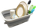 SAMMART 12L (3.17 Gallon) Collapsible Dish Drainer with Swivel spout - Foldable Drying Rack Set - Portable Dinnerware Organizer - Space Saving Kitchen Storage Tray (Grey)