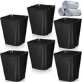 Eccliy 6 Pack Plastic Trash Can with 3 Rolls of Trash Bags Small Wastebasket Garbage Bin Container for Bathroom, Bedroom, Home Office, Living Room, Kitchen (Black)