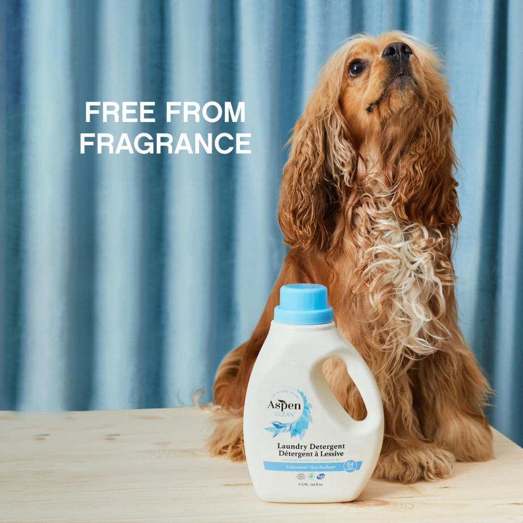 AspenClean Natural Laundry Detergent Unscented - 100% Natural, Organic, HE Liquid Laundry Detergent- Vegan, Non-Bio, Cruelty-Free, Biodegradable - Safe for Babies, Pets & Kids - EWG Certified (2 pack)