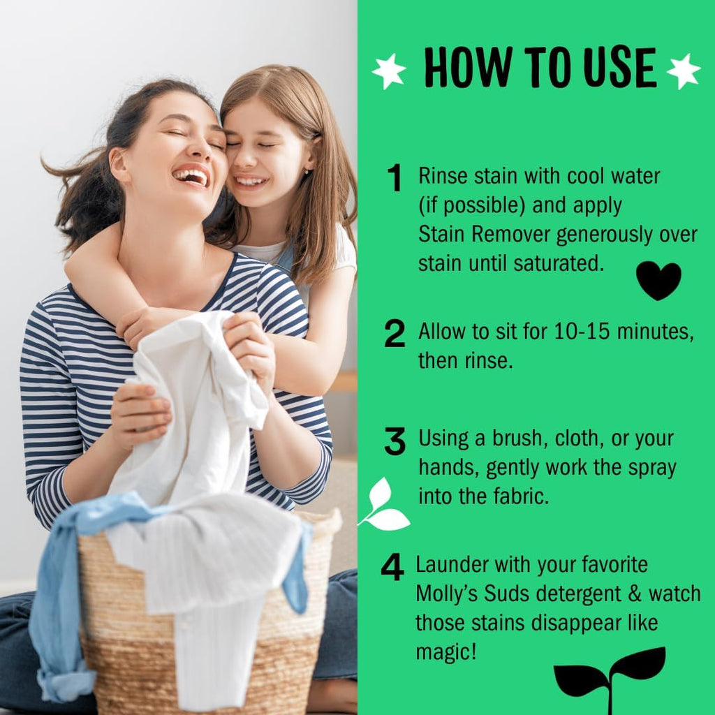 Molly's Suds Stain Remover Spray | Gentle Yet Powerful, Great for Baby & Pet Stains | Clean, Simple Ingredients (Fragrance Free) (3 Fl Oz (Pack of 3))
