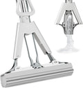 Sponge Mop for Kitchen Bathroom Garage Floor Cleaning Telescope Handle Automatic Wringing Suitable for Tile Marble Wood Floors with 1 Extra Sponge Head