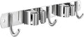 Broom and Mop Holder Wall Mounted, Broom Hanger Storage Rack, Stainless Steel Mop Hanger, Dustpan Holders with 2 Racks and 3 Hooks, Heavy Duty utility hooks for hanging brooms and mops