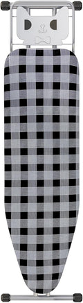 Ironing Board 13" X 43" W/Extra Thick Heavy Duty Padded Cover, Height Adjustable,Heat & Scorch Resistant Fabric, Anti-Skid Feet, Extra Wide, Easy to Fold Checkered Gray
