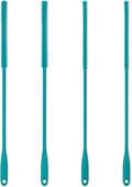 Silicone Straw Brush 4 Pack - (2 Small, 2 Wide) - 10 Inch Reusable Straw Cleaner, Pipe Cleaner, Glass and Detailing Tool (Turquoise)