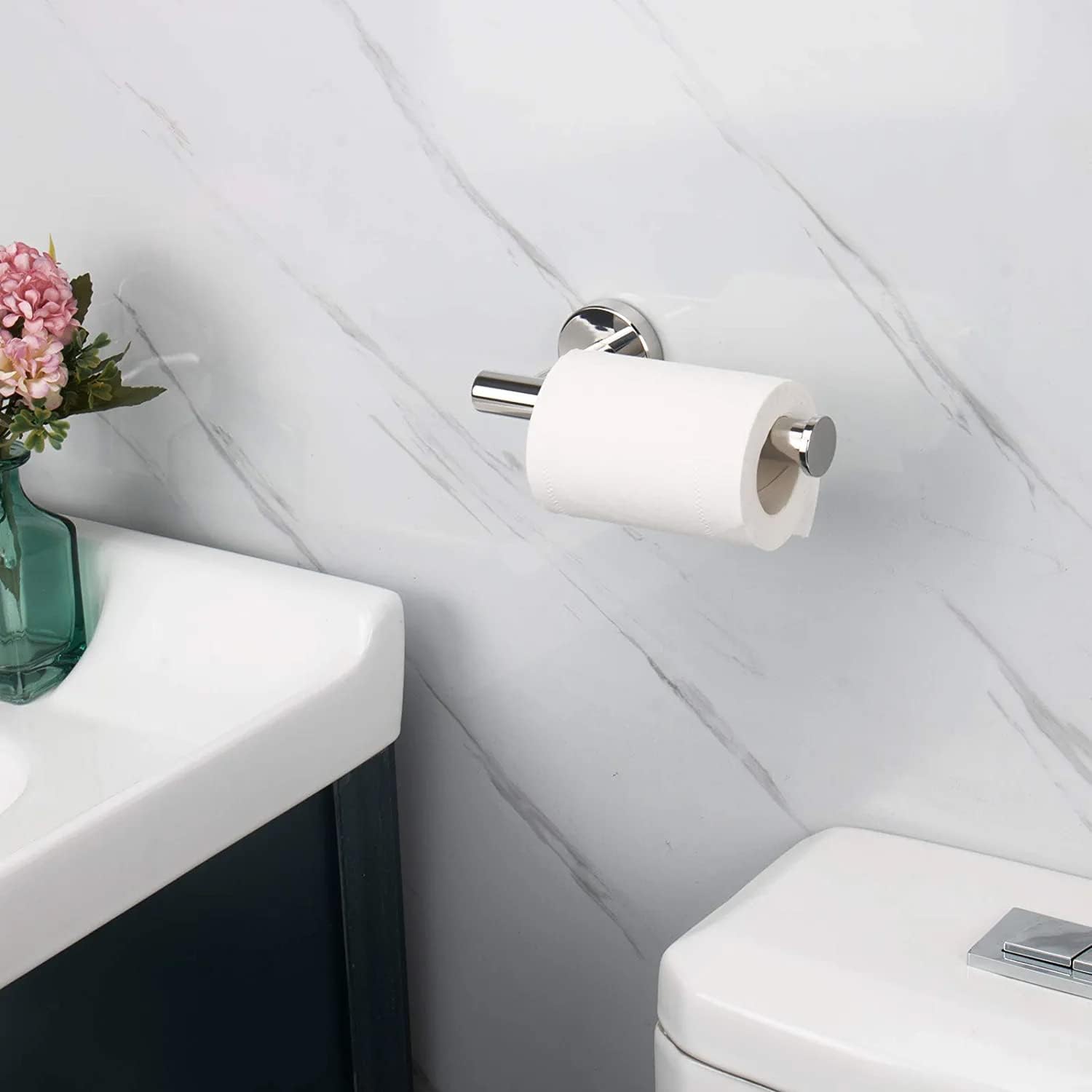 NearMoon Bathroom Toilet Paper Holder, Premium SUS304 Stainless Steel Rustproof Wall Mounted Toilet Roll Holder for Bathroom, Kitchen (3 Pack, Chrome Finish)