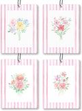 Girly Pink Floral Car Air Freshener 4 Pcs, Preppy Pink Striped Flower Hanging Scents Air Freshener for Women Girls Gifts, Cute Aesthetic Scented Car Accessories Decor for Room Closet Drawer