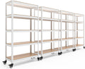 HOMEDANT House White 5-Tier Metal Rolling Cart Shelf Rack Casters Heavy Duty Wheel Shelving Unit Adjustable Utility Storage Shelves Organizer Shelf Kitchen Garage 36.2" W x 16.5" D x 69.5" H 4Pack