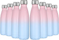 HASLE OUTFITTERS 17oz Stainless Steel Water Bottles Bulk, Vacuum Insulated Water Bottles Double Walled Reusable Metal Sports Water Bottles Keep Drinks Hot and Cold, Pink Blue, 8Packs