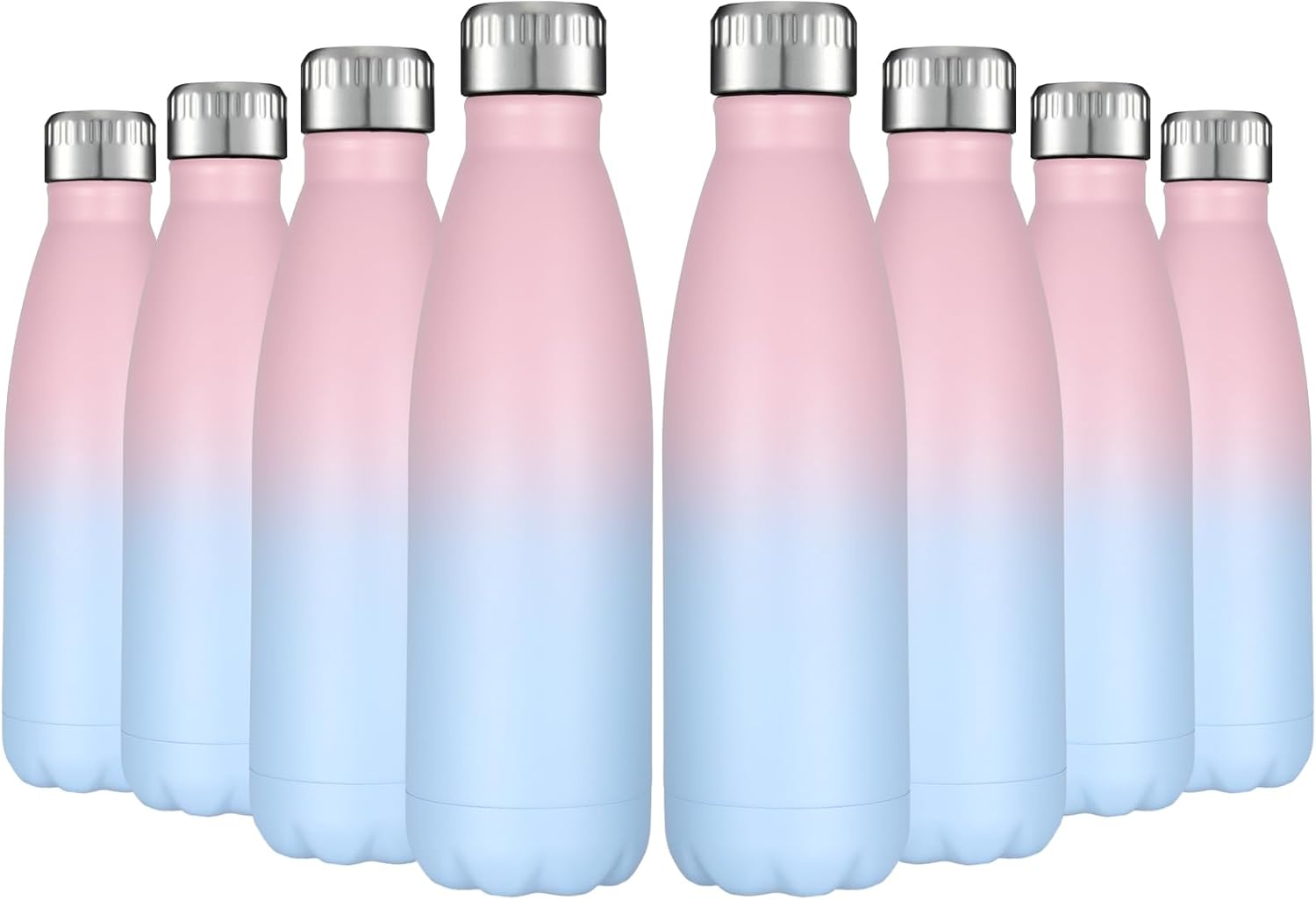 HASLE OUTFITTERS 17oz Stainless Steel Water Bottles Bulk, Vacuum Insulated Water Bottles Double Walled Reusable Metal Sports Water Bottles Keep Drinks Hot and Cold, Pink Blue, 8Packs
