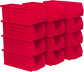 Akro-Mils 30224 AkroBins Plastic Storage Bins, Space-Saving Stackable Bins for Garage, Pantry, Craft Organization, 11" L x 4" W x 4" H, Red, 12-Pack