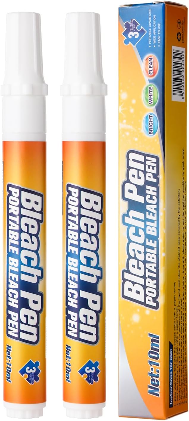 Bleach Pen,Bleach Pen for Clothing,stain remover pen,More effective stain removal,Travel Size Toiletries,Travel Essentials,Travel Accessories,Instantly Remove New Stains(2pcs)