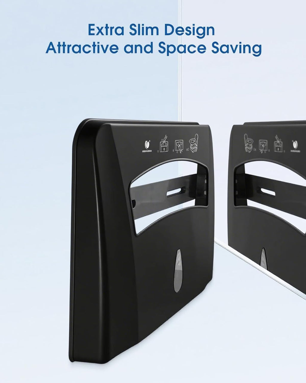 Toilet Seat Cover Dispenser (2-Pcs), Wall Mounted Compatible with Half-fold, CHUANGDIAN, Dark Grey x 2 Pcs