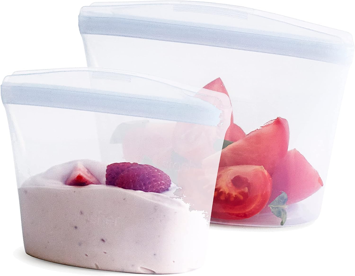 Stasher Premium Silicone Reusable Food Storage Bags, 2-Pack, Clear, Multi-Use Food Storage Bags, Lunch Bag, Travel Containers, BPA Free, Leak-free, Dishwasher-Safe, Eco-friendly