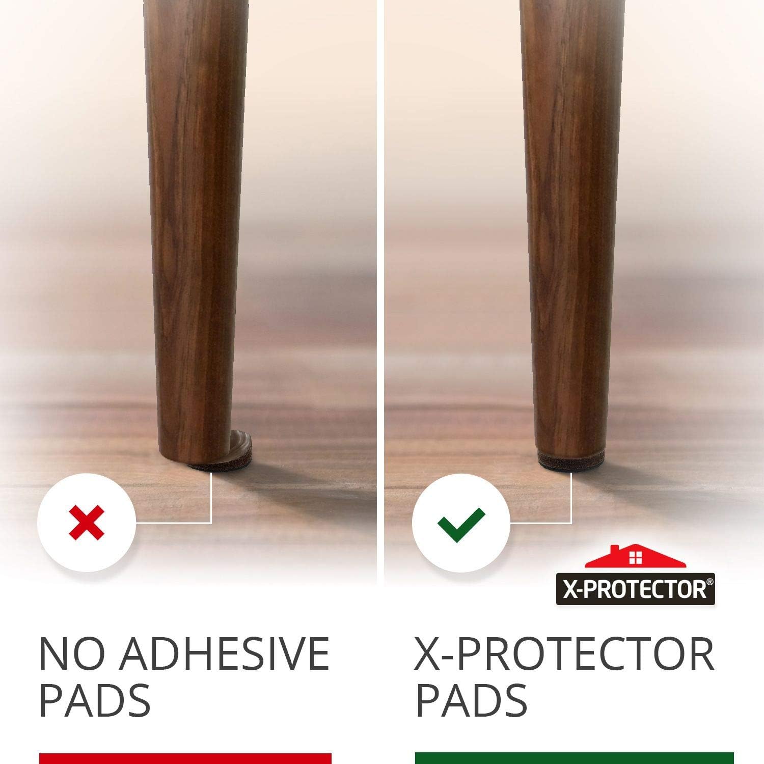 Non Slip Furniture Pads X-Protector - 8 PCS 1 1/2” - Premium Furniture Grippers - Self-Adhesive Rubber Feet for Furniture - Keep Furniture in Place!
