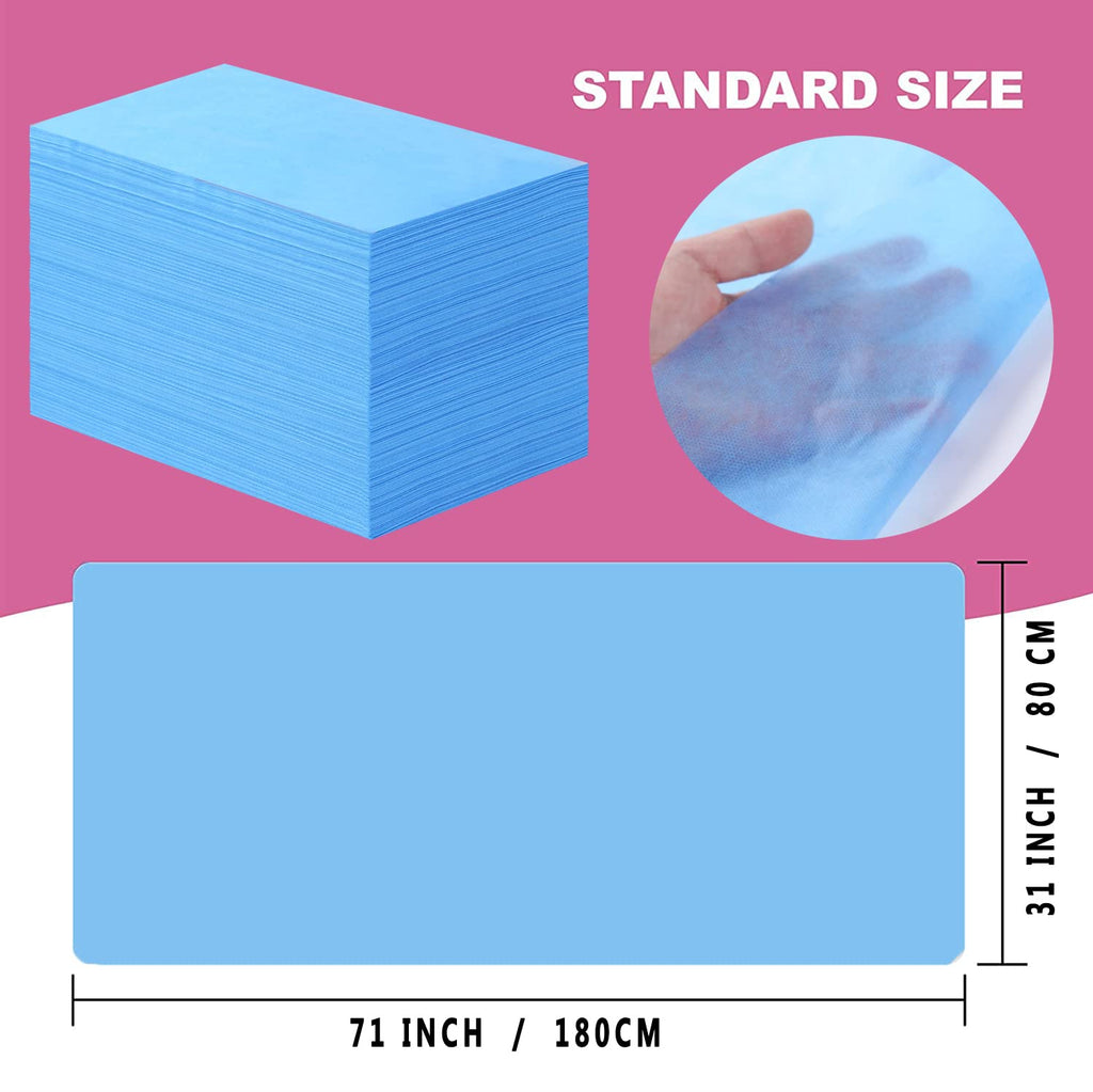 Disposable Bed Sheets 200 Pcs 31" x 71" Massage Table Sheets Non Woven Fabric SPA Bed Cover Breathable for Massage Beauty Tattoos(Blue)