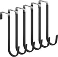 FYY Over The Door Hooks, 6 Pack Upgraded Long Door Hangers Hooks with Rubber Prevent Scratches Heavy Duty Organizer Hooks for Hanging Clothes, Towels, Hats, Coats, Bags Black