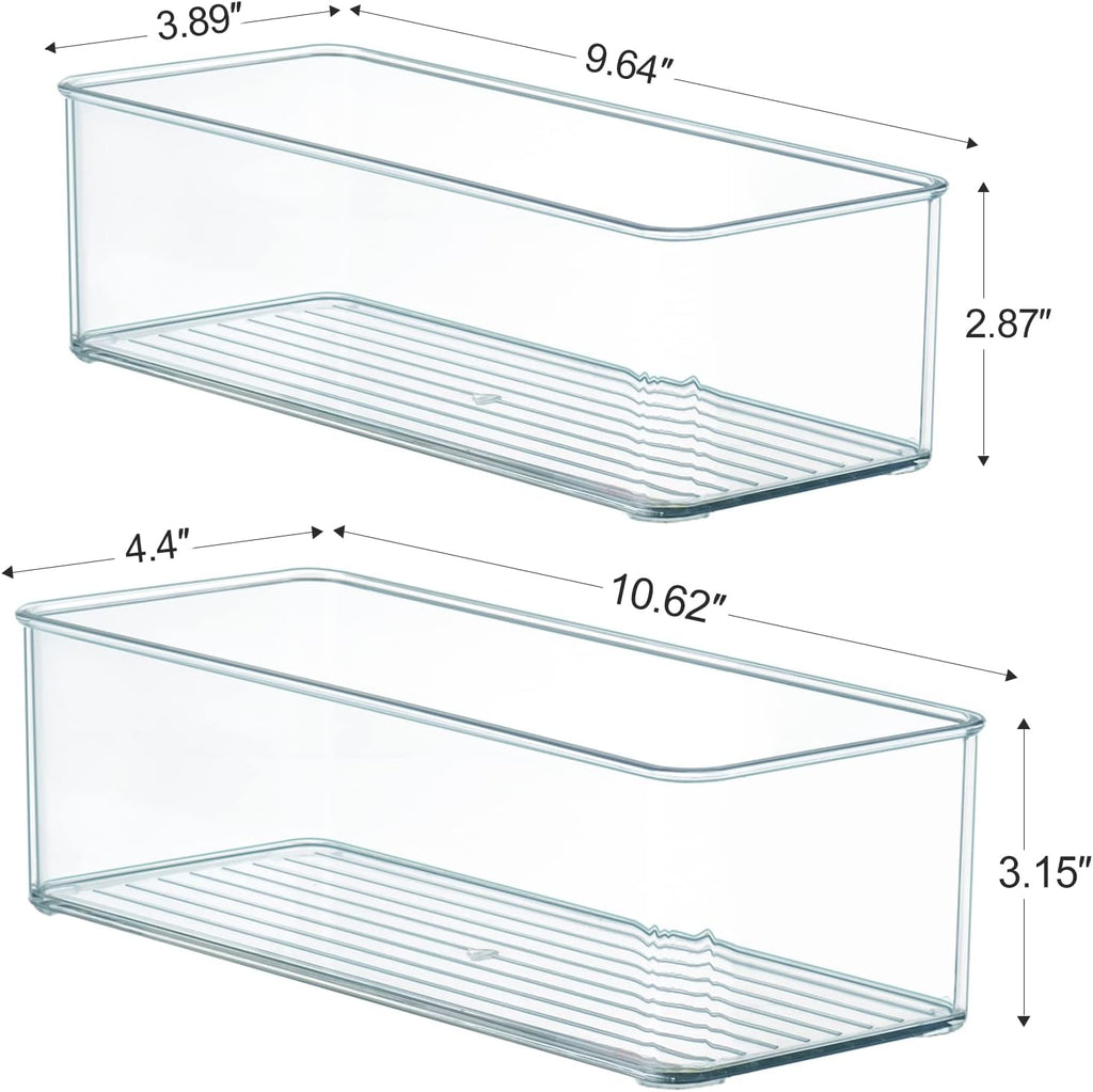 Hudgan 8 Pack Clear Plastic Drawer Organizers Set, Stackable Deep Drawer Organizer for Makeup Vanity and Desk, 2 Sizes Tall Bathroom Drawer Organizer