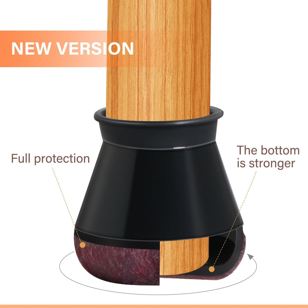 Chair Leg Floor Protectors for Hardwood Floors Felt Furniture Pads Silicone Caps Anti-Scratch Reduce Noise Round 16 Pack Black Round Small Fit 1/2" to 3/4" (14-19mm)