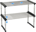 carrotez 2 Pack Expandable Cabinet Organizer, Set of 1 Width & Height-Adjustable Kitchen Cabinet Organizer Shelf, Stackable Kitchen Counter Shelf, 11.8~19.6 x 7.8 x 5.9~9" Black