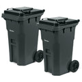 27 Gallon Trash Can with Wheels Plastic Rollout Outdoor Trash Can with Lid Outside Garbage Can with Wheels and Lid Commercial Heavy-Duty Container, Gray