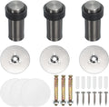 PATIKIL 3Set Round Door Stoppers, 80mm Stainless Steel Door Stop Doorstop Wedge Metal Cylinder Self Adhesive with Screw for Bottom of Door Floor Inside, Gold Tone