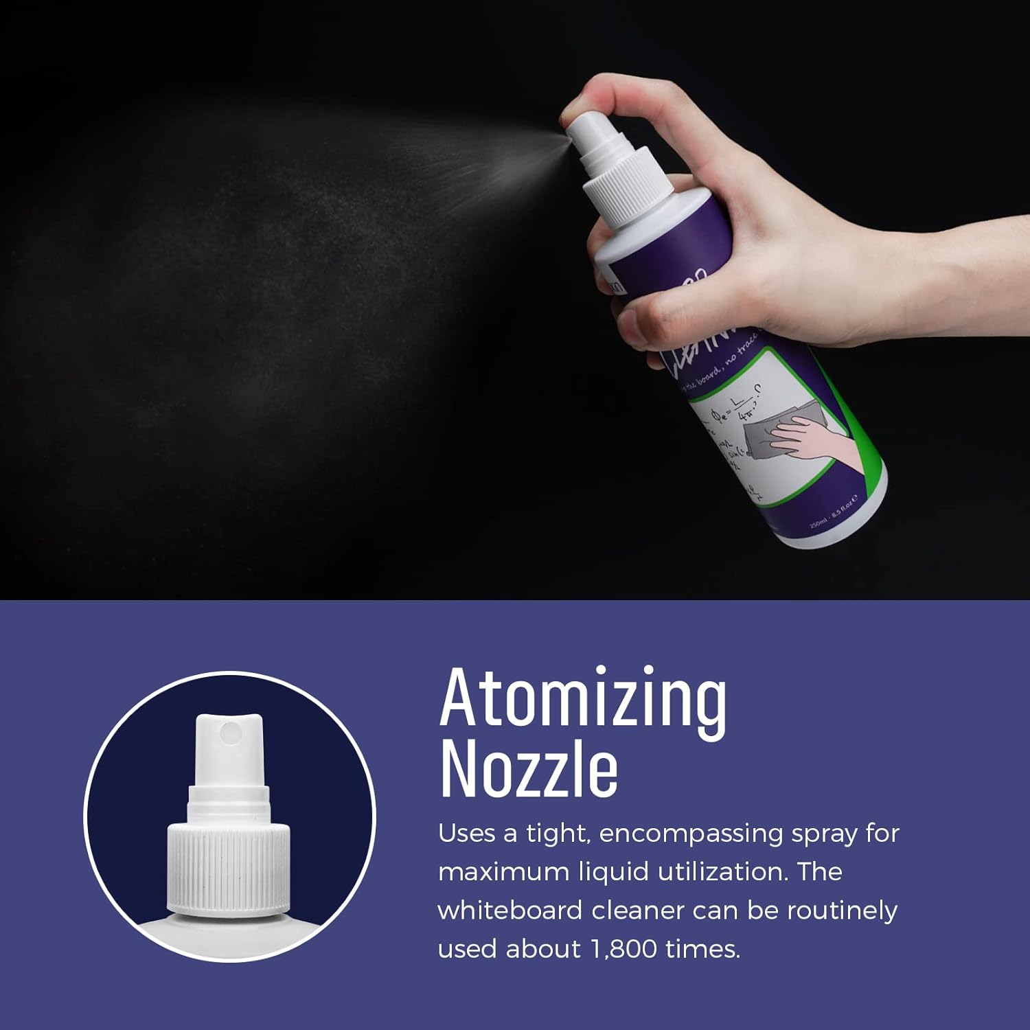 loukin Non-Toxic Whiteboard Cleaner, 8.5 fl oz Dry Erase Board Cleaner, White board Cleaning Spray, Removes Stubborn Marks from Whiteboards, Chalkboard (12-Pack)