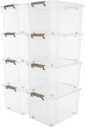 Citylife 69 QT Plastic Storage Bins with Latching Lids Stackable Storage Containers for Organizing Large Clear Storage Box for Garage, Closet, Kitchen, 8 Packs