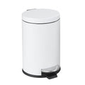 SunnyPoint 4.5 Liter(1.2 Gallon) Small Round Trash Can with Plastic Inner Bucket; Bathroom, Office, Kitchen and Bedroom Step On and Slow Close (WHT)