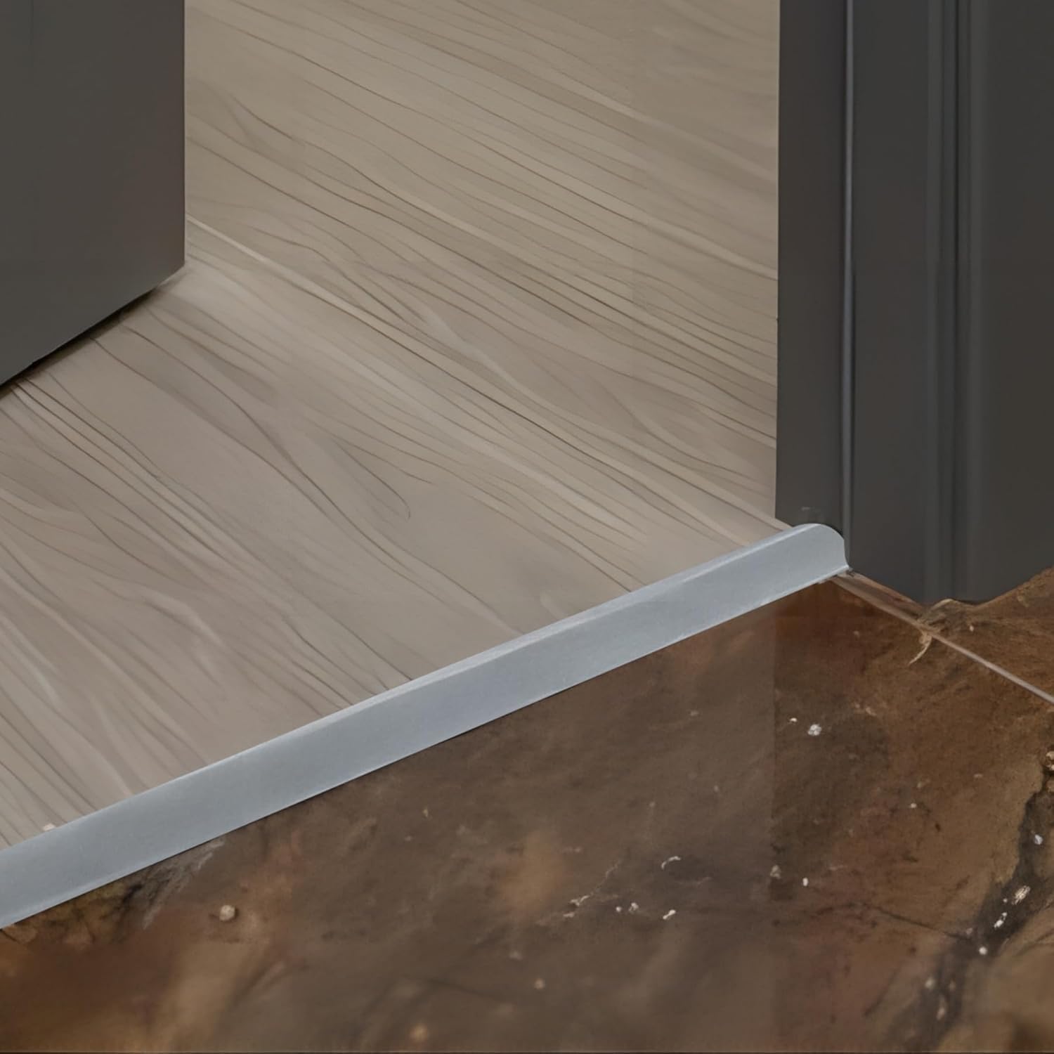 Gaahing Aluminum Floor Transition Threshold Strip, Bridge The Height Gap Between 0.2 to 0.5 inches for Doorway Ramp Tiles Laminate Planks (2Pcs x 35.4in x 1.7in, Matte Silver)