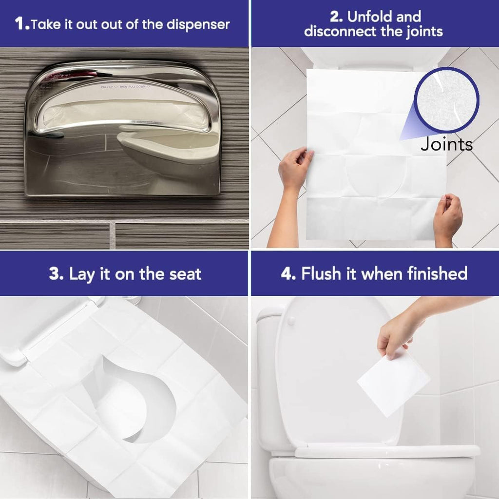 Disposable Toilet Seat Covers XL Half Fold Flushable – 200 Sheets 2 Pack for Public Facilities, Office, School, Hotel & Business Use – Premium toilet seat cover For Commercial Wall Dispenser