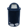 COATEDOUTDOORFURNITURE RDT-TXTDBL Heavy Duty 32 Gallon Round Trash Receptacle, Liner Included, Textured Dark Blue with Black Dome, Made in America
