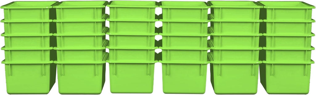 Wood Designs Cubby Storage Bin, Heavy Duty Plastic Containers for Kids Lime Green Cubby Tray Set of 30