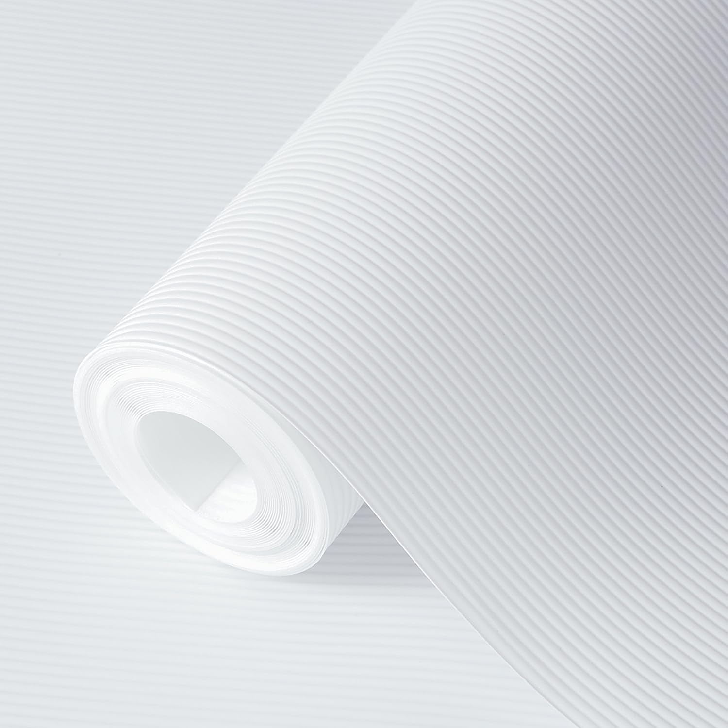 Shelf Liners 24 in x 20 ft EVA Drawer Mats, Non-Adhesive Cupboard Protector, Kitchen Cabinet Lining Fridge Liner (White Stripe, 61x610cm)