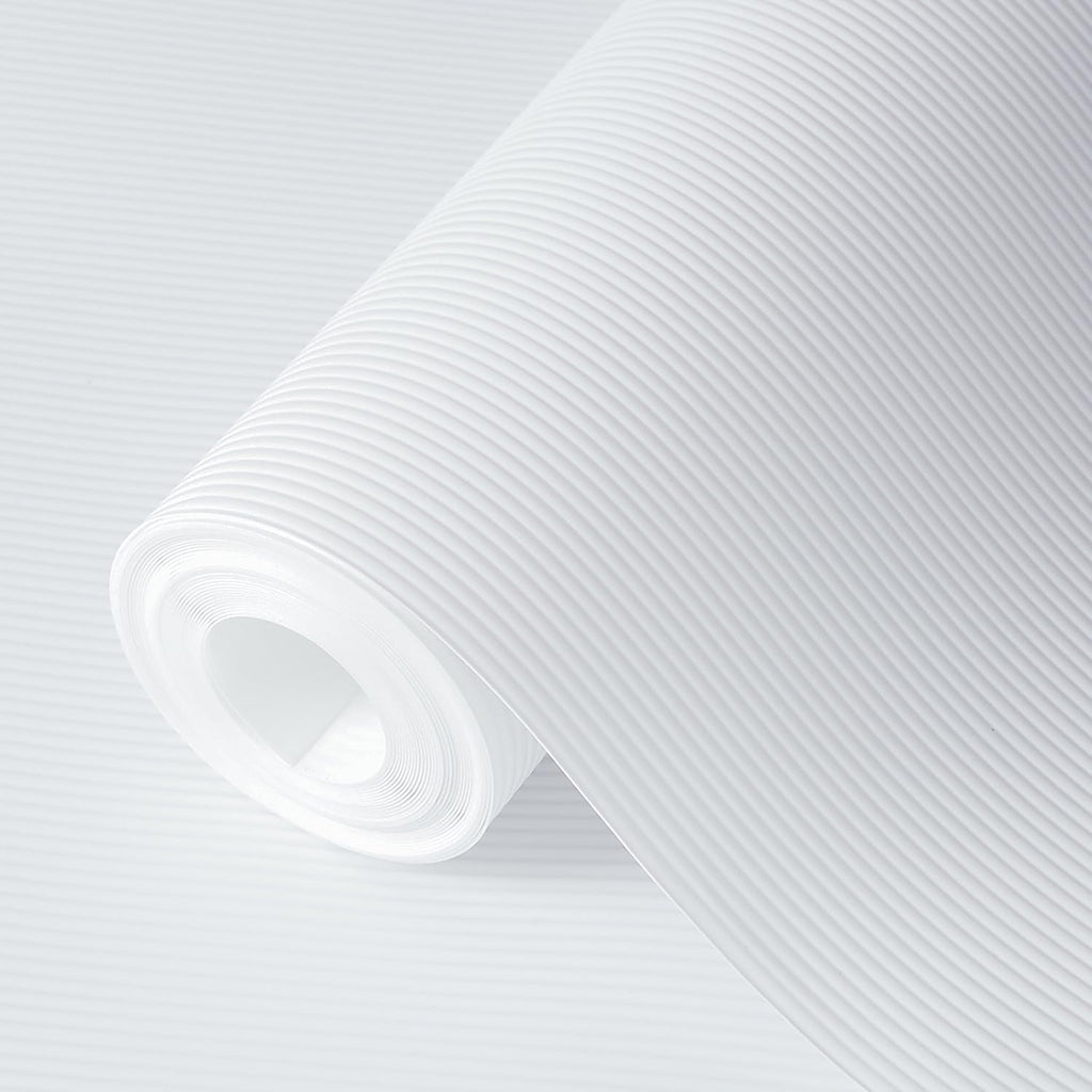 Shelf Liners 14 in x 20 ft EVA Drawer Mats, Non-Adhesive Cupboard Protector, Kitchen Cabinet Lining Fridge Liner (White Stripe, 35.6x610cm)